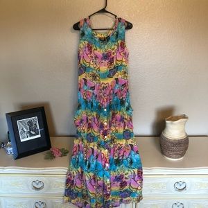 Vintage Boho Bila Dress Maxi w/ Pockets
